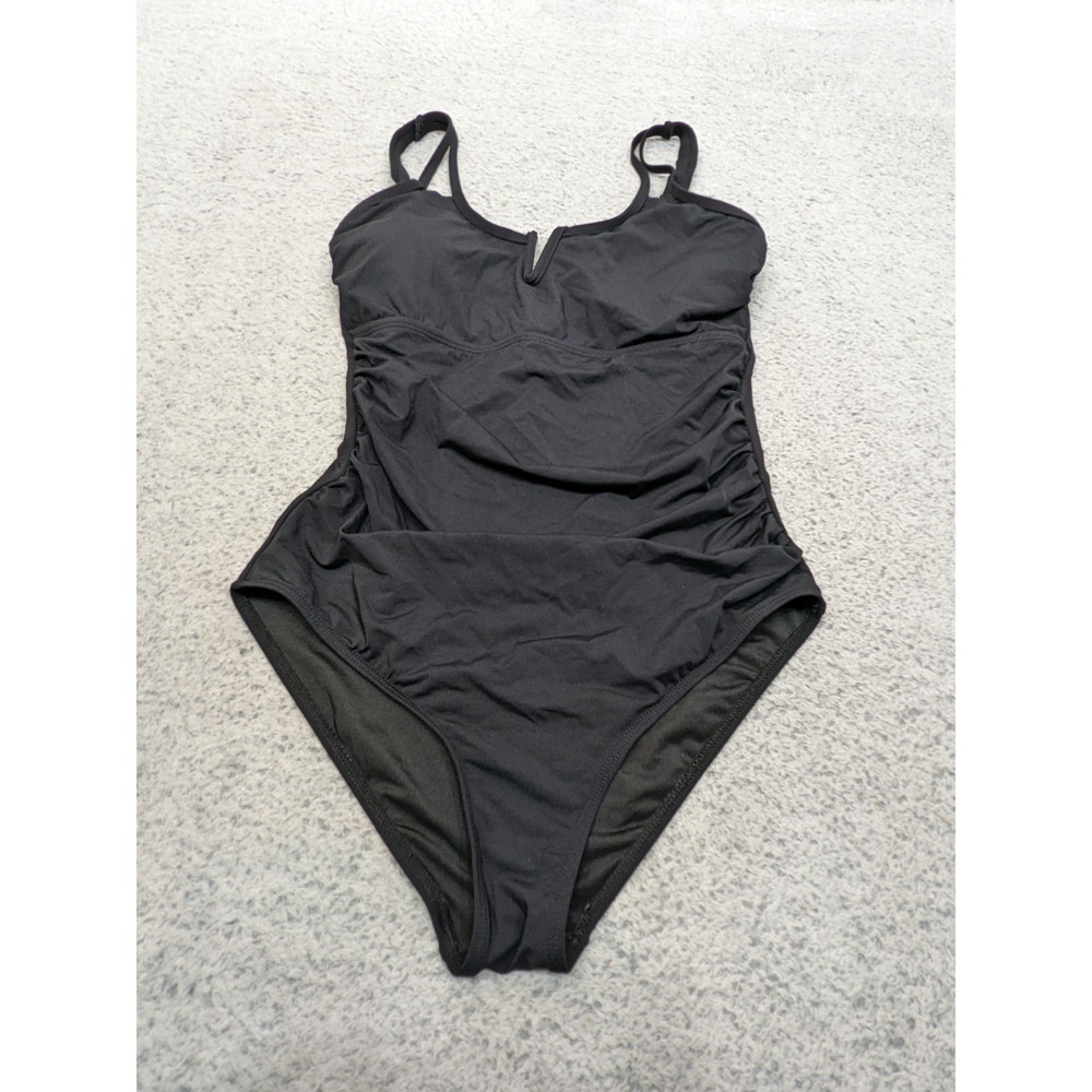 Yonique Womens Small Black One Piece Swimsuit Ruched Tummy Control Bathing Suit